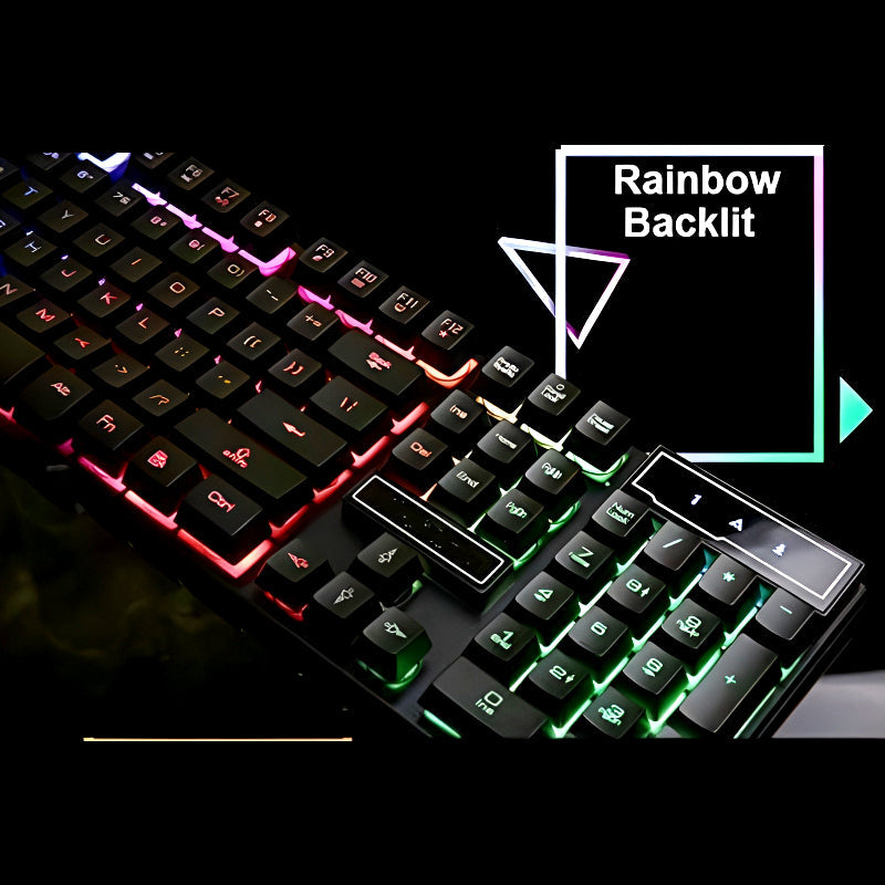 Gaming Keyboard with Aluminum Frame and Rainbow Backlit