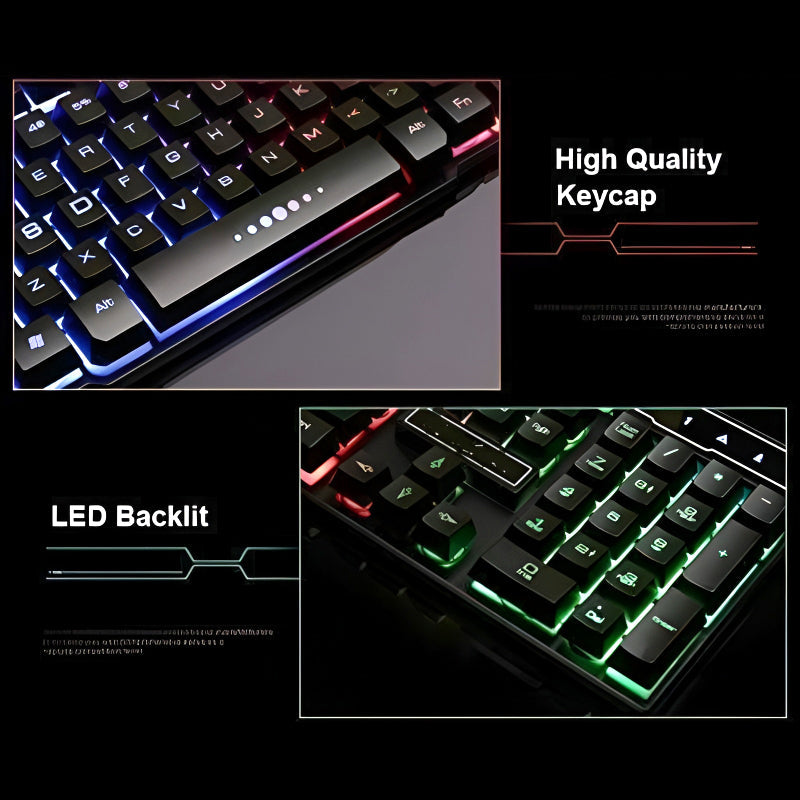 Gaming Keyboard with Aluminum Frame and Rainbow Backlit