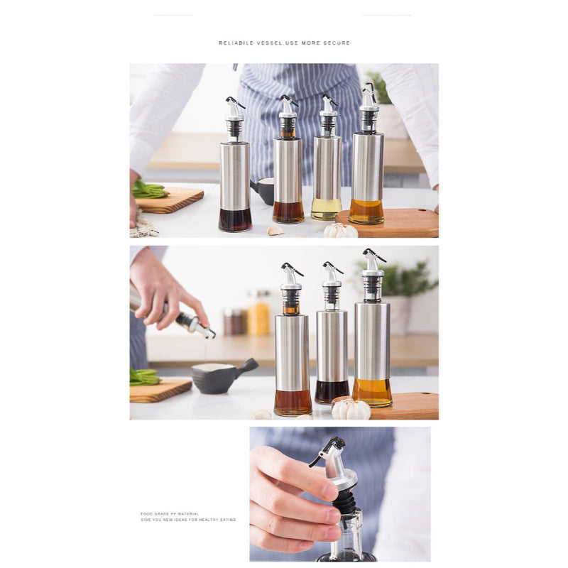 Steel Covered Smart Glass Oil Bottle