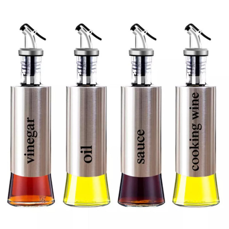 Steel Covered Smart Glass Oil Bottle