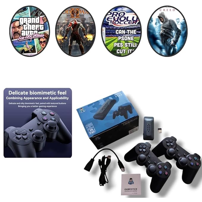 Plug & Play M33 4K Retro GameStick: 64GB, 33,000+ Games w/ Dual Wireless Controllers & 9 Emulators