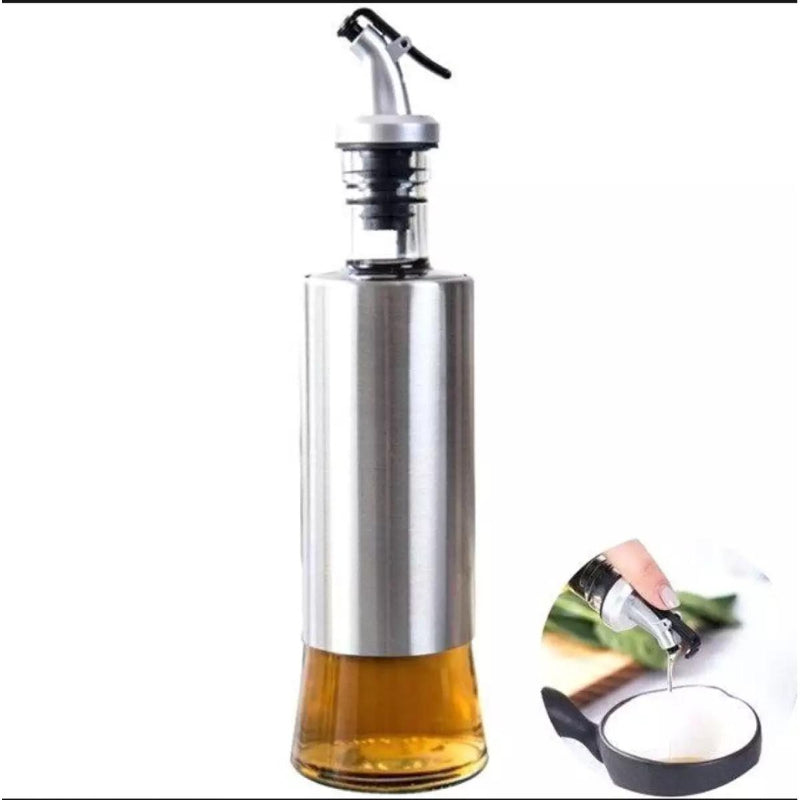 Steel Covered Smart Glass Oil Bottle