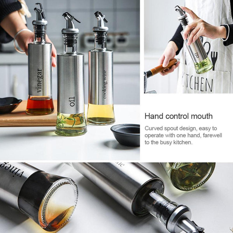 Steel Covered Smart Glass Oil Bottle