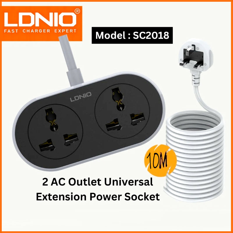 LDNIO SC-2018 10M 2 AC Outlet Universal Extension Power Socket