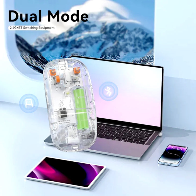 Transparent Dual-Mode Wireless Bluetooth 5.2 Mouse