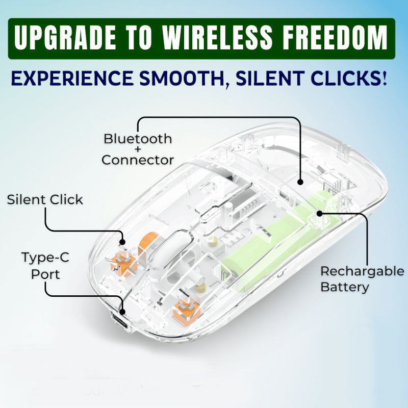 Transparent Dual-Mode Wireless Bluetooth 5.2 Mouse
