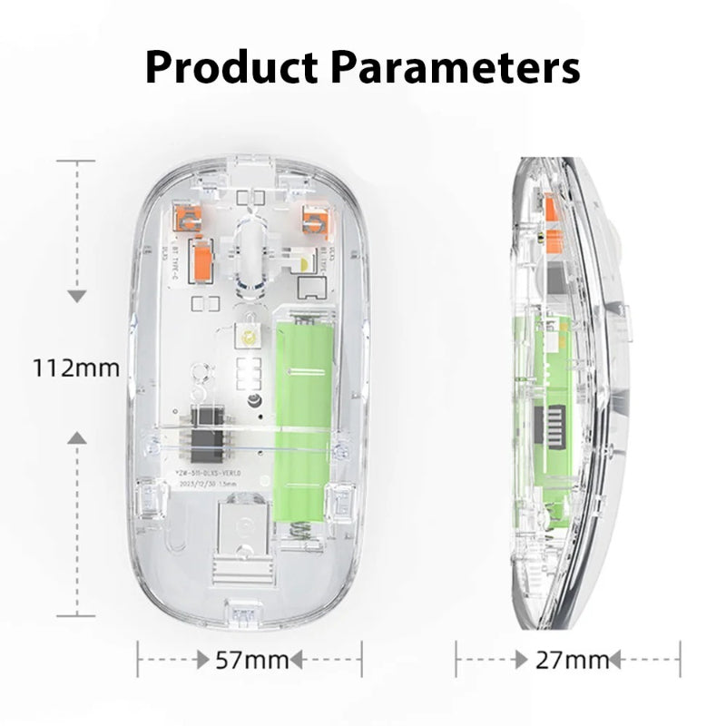 Transparent Dual-Mode Wireless Bluetooth 5.2 Mouse